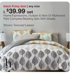JC Penney Home Expressions, Hudson & Main or Richmond Park Complete Bedding Sets with Sheets offer