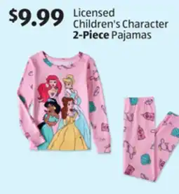 Aldi Licensed Children's Character 2-Piece Pajamas offer