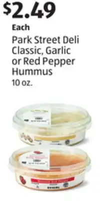 Aldi Park Street Deli Classic, Garlic or Red Pepper Hummus offer