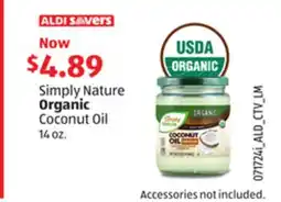 Aldi Simply Nature Organic Coconut Oil offer