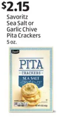 Aldi Savoritz Sea Salt or Garlic Chive Pita Crackers offer