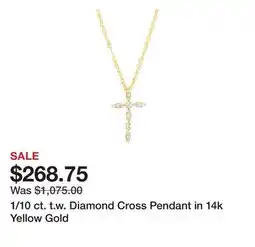 Belk 1/10 ct. t.w. Diamond Cross Pendant in 14k Yellow Gold offer