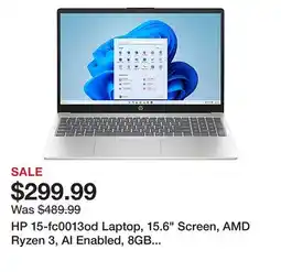 Office Depot HP 15-fc0013od Laptop, 15.6 Screen, AMD Ryzen 3, AI Enabled, 8GB Memory, 256GB Solid State Drive, Wi-Fi 6, Windows 11 Home offer