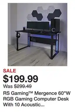 Office Depot RS Gaming Mergence 60W RGB Gaming Computer Desk With 10 Acoustic Panels, Black offer