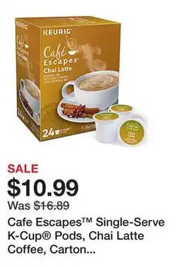 Office Depot Cafe Escapes Single-Serve K-Cup Pods, Chai Latte Coffee, Carton Of 24 offer