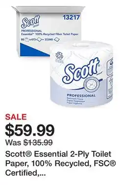 Office Depot Scott Essential 2-Ply Toilet Paper, 100% Recycled, FSC Certified, 506 Sheets Per Roll, Pack Of 80 Rolls offer