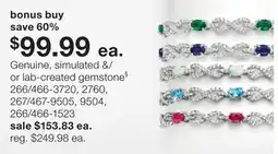 JC Penney Genuine, simulated &/or lab-created gemstone§ offer