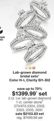 JC Penney 2 ct. t.w. lab-grown diamond 1 ct. center stone◊ offer