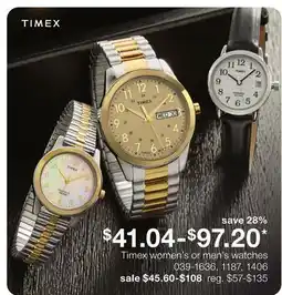JC Penney Timex women's or men's watches offer