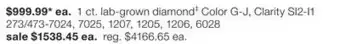 JC Penney 1 ct. lab-grown diamond‡ Color G-J, Clarity SI2-I1 offer