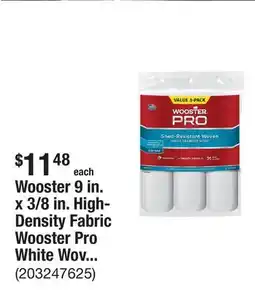 The Home Depot Wooster 9 in. x 3/8 in. High-Density Fabric Wooster Pro White Woven Roller Cover Applicator/Tool (3-Pack) offer