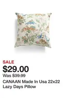 Marshalls CANAAN Made In Usa 22x22 Lazy Days Pillow offer