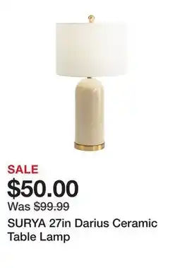 Marshalls SURYA 27in Darius Ceramic Table Lamp offer