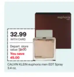 CVS CALVIN KLEIN euphoria men EDT Spray 3.4 oz offer