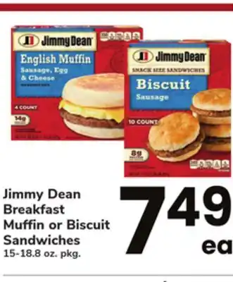 ACME Jimmy Dean Breakfast Muffin or Biscuit Sandwiches offer