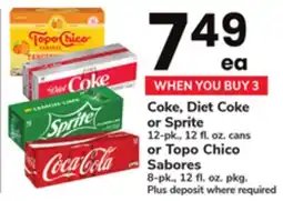 ACME Coke, Diet Coke or Sprite 12-pk., 12 fl. oz. cans or Topo Chico Sabores 8-pk., 12 fl. oz. pkg offer