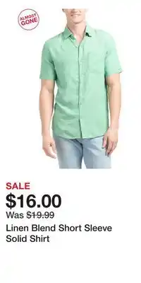 TJ Maxx Linen Blend Short Sleeve Solid Shirt offer