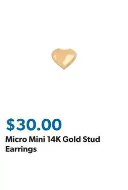 Sam's Club Micro Mini 14K Gold Stud Earrings offer