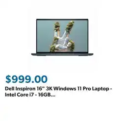 Sam's Club Dell Inspiron 16 3K Windows 11 Pro Laptop - Intel Core i7 - 16GB RAM - 512GB SSD - NVIDIA GeForce RTX 3050 offer