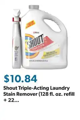 Sam's Club Shout Triple-Acting Laundry Stain Remover (128 fl. oz. refill + 22 fl. oz. trigger) offer