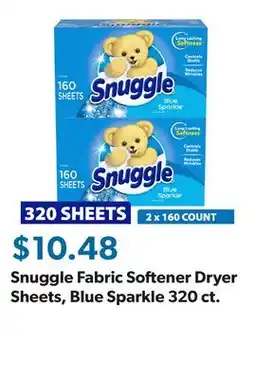 Sam's Club Snuggle Fabric Softener Dryer Sheets, Blue Sparkle 320 ct offer