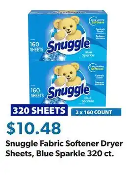 Sam's Club Snuggle Fabric Softener Dryer Sheets, Blue Sparkle 320 ct offer