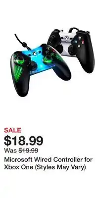 Game Stop Microsoft Wired Controller for Xbox One (Styles May Vary) offer