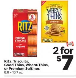 Weis Markets Ritz, Triscuits, Good Thins, Wheat Thins, or Premium Saltines offer