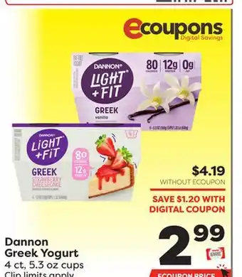 Weis Markets Dannon Greek Yogurt offer