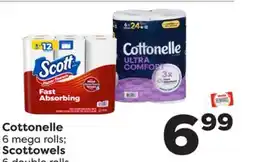 Weis Markets Cottonelle 6 mega rolls Scottowels 6 double rolls offer