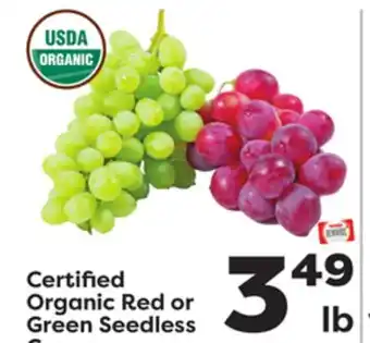 Weis Markets Certified Organic Red or Green Seedless Grapes offer