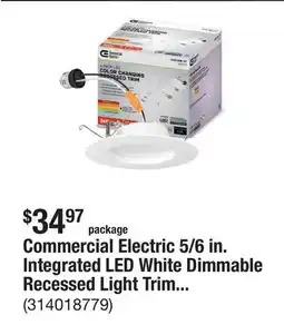 The Home Depot Commercial Electric 5/6 in. Integrated LED White Dimmable Recessed Light Trim with Adjustable Color Temperature, (4-Pack) offer