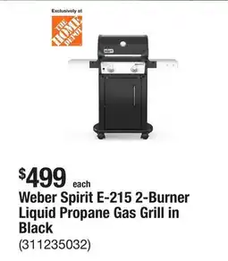 The Home Depot Weber Spirit E-215 2-Burner Liquid Propane Gas Grill in Black offer