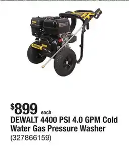 The Home Depot DEWALT 4400 PSI 4.0 GPM Cold Water Gas Pressure Washer offer