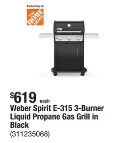 The Home Depot Weber Spirit E-315 3-Burner Liquid Propane Gas Grill in Black offer