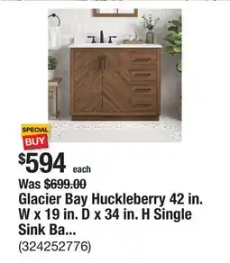 The Home Depot Glacier Bay Huckleberry 42 in. W x 19 in. D x 34 in. H Single Sink Bath Vanity in Spiced Walnut with White Engineered Stone T offer
