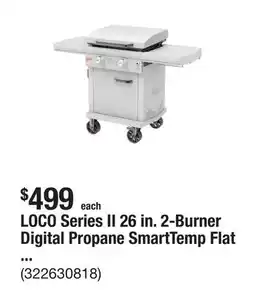 The Home Depot LOCO Series II 26 in. 2-Burner Digital Propane SmartTemp Flat Top Grill / Griddle in Chalk Finish with Enclosed Cart and Hood offer