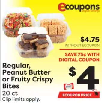 Weis Markets Regular, Peanut Butter or Fruity Crispy Bites offer