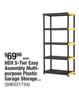 The Home Depot HDX 5-Tier Easy Assembly Multi-purpose Plastic Garage Storage Shelving Unit in Black (36 in. W x 74 in. H x 18 in. D) offer