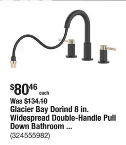The Home Depot Glacier Bay Dorind 8 in. Widespread Double-Handle Pull Down Bathroom Faucet in Matte Black and Matte Gold offer