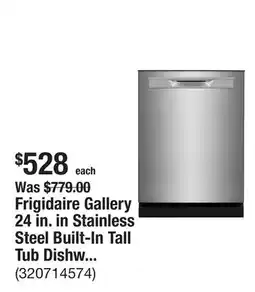 The Home Depot Frigidaire Gallery 24 in. in Stainless Steel Built-In Tall Tub Dishwasher offer