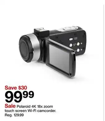 Target Polaroid 4K 18x zoom touch screen Wi-Fi camcorder offer