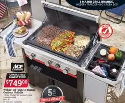 Ace Hardware Weber 30 Slate 3‑Burner Outdoor Griddle offer