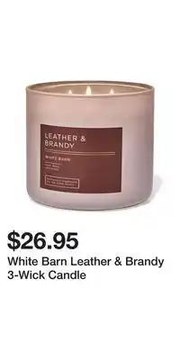 Bath & Body Works White Barn Leather & Brandy 3-Wick Candle offer