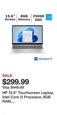 BJ’s HP 15.6 Touchscreen Laptop, Intel Core i3 Processor, 8GB RAM, 256GB SSD, Intel UHD Graphics offer