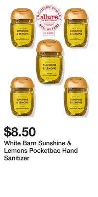 Bath & Body Works White Barn Sunshine & Lemons Pocketbac Hand Sanitizer offer