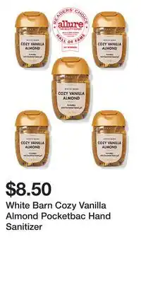 Bath & Body Works White Barn Cozy Vanilla Almond Pocketbac Hand Sanitizer offer