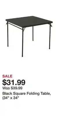 Big Lots Black Square Folding Table, (34 x 34 offer