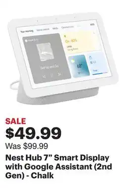 Best Buy Nest Hub 7 Smart Display with Google Assistant (2nd Gen) - Chalk offer