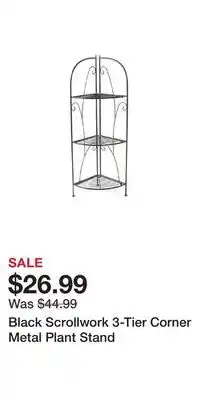 Big Lots Black Scrollwork 3-Tier Corner Metal Plant Stand offer